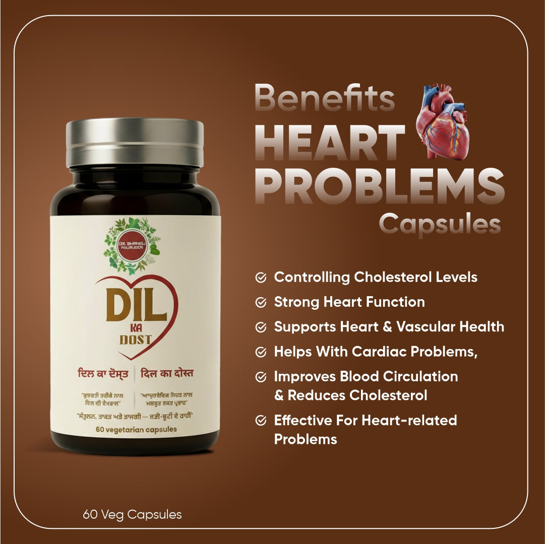 Dil Ka Dost – Ayurvedic Heart Health & Blood Circulation Support Capsules (60 Veg Capsules)