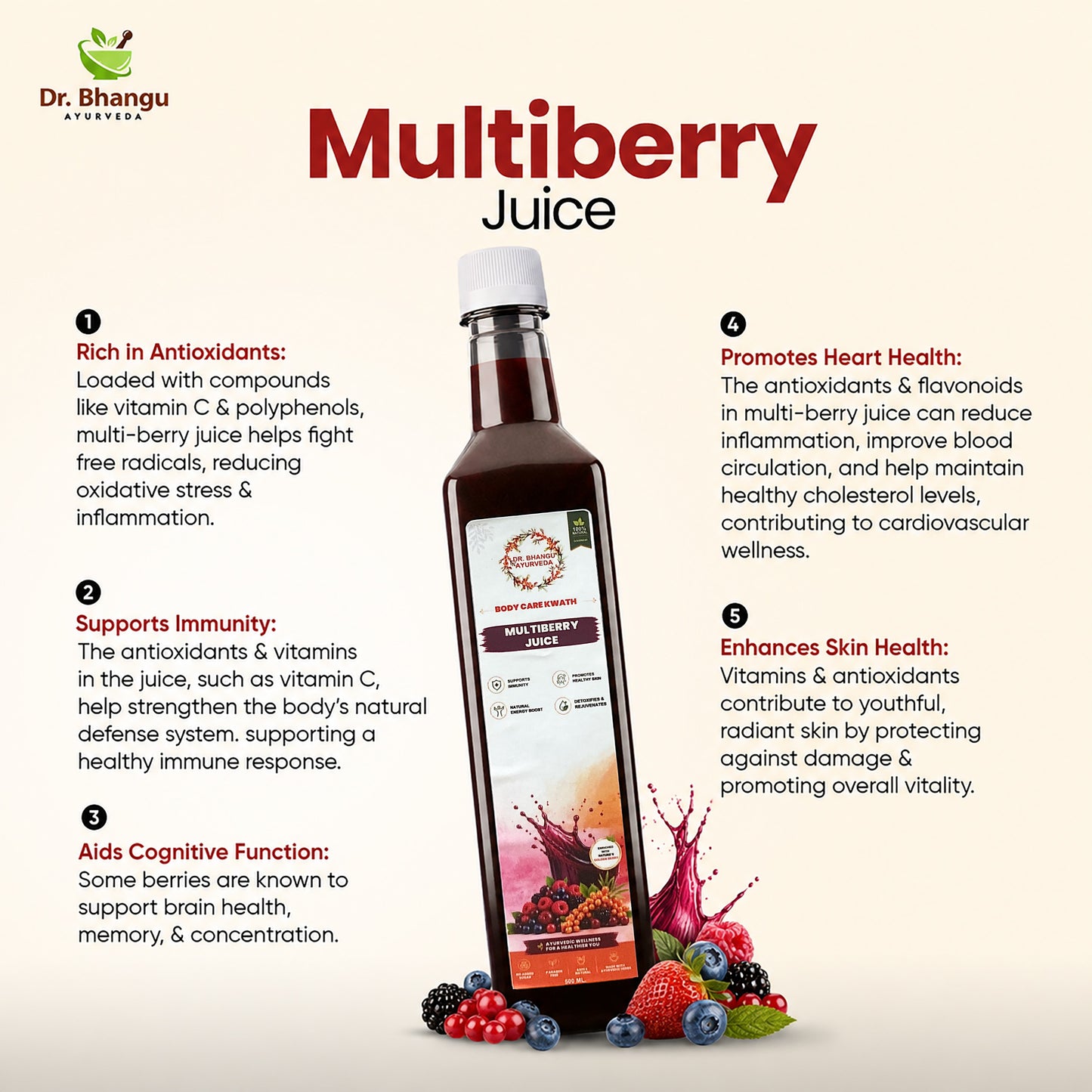 Dr Bhangu‘s Multi Berry Juice with Seabuckthorn – 100% Natural Immunity Booster, (500ml)